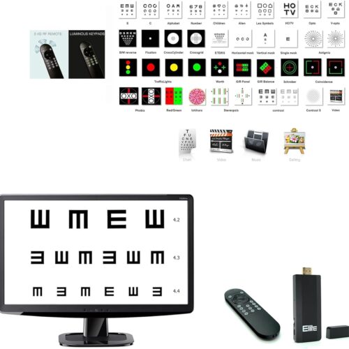 Optical Elite Digital Visual Acuity Eye Chart,4K Visual Acuity Tester for TV/Monitor, No PC Needed,Auto Randomize & Mirror Modes, Plug & Play Portable Vision Testing Kit,RF Fluorescent Remote Used