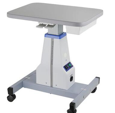Mesa motorizada optometrista, mesa eléctrica oftálmica, mesa de instrumentos ópticos con cajón de trabajo, carrito médico profesional, carrito dental, tamaño 15.7 pulgadas de ancho, 22.8 pulgadas de largo
