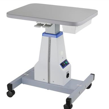 110 Mesa motorizada optometrista, mesa eléctrica oftálmica, mesa de instrumentos ópticos con cajón de trabajo, carrito médico profesional, carrito dental, tamaño 15.7 pulgadas de ancho, 22.8 pulgadas de largo