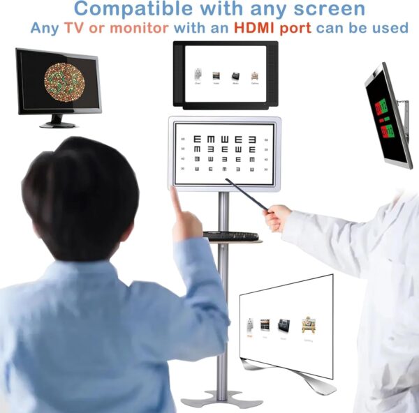Optical Elite Digital Visual Acuity Eye Chart,4K Visual Acuity Tester for TV/Monitor, No PC Needed,Auto Randomize & Mirror Modes, Plug & Play Portable Vision Testing Kit,RF Fluorescent Remote Used