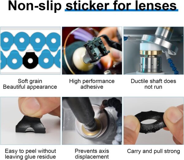 113 Almohadillas de bloqueo para bordes de lentes ópticas, 1000 unidades. Cinta adhesiva antideslizante de doble cara para gafas, ideal para el procesamiento y pulido de bordes de lentes y accesor