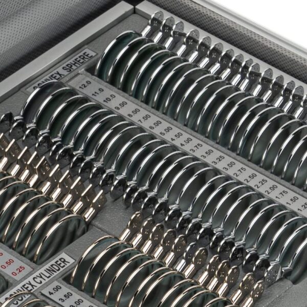 Juego de 158 lentes ópticas de prueba para carcasa de aluminio con borde metálico