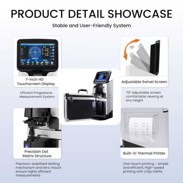 113 Medidor de lente LCD para fotómetro de 7 pulgadas, visualización táctil, impresora digital para PD, medidor de PDD, JD-2600A