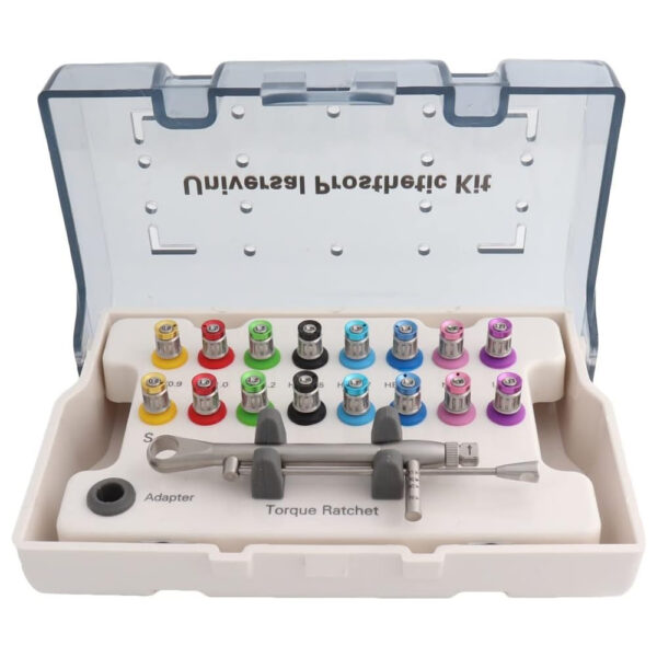 114 DENTASOP Herramienta de restauración de implantes dentales, Kit de prótesis de Colores Kit de Herramientas de reparación de implantes Universal Llave de torsión con 16Pcs Destornilladores