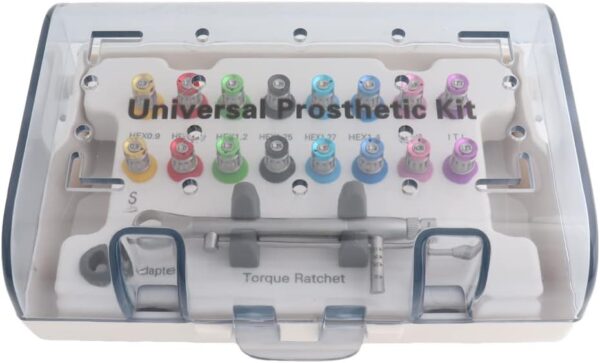 115 DENTASOP Herramienta de restauración de implantes dentales, Kit de prótesis de Colores Kit de Herramientas de reparación de implantes Universal Llave de torsión con 16Pcs Destornilladores