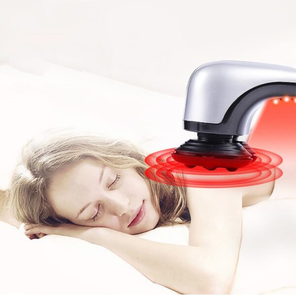 15 Masajeador Eléctrico, 4 Cabezal Infrarrojo Masajeador, Masajeador de Mano Eléctrico para Masaje Cintura Cuello Piernas y Espalda con Calor, Doble Cabezal, para Aliviar el Dolor