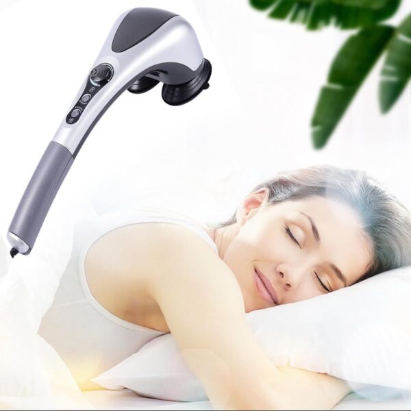 17 Masajeador Eléctrico, 4 Cabezal Infrarrojo Masajeador, Masajeador de Mano Eléctrico para Masaje Cintura Cuello Piernas y Espalda con Calor, Doble Cabezal, para Aliviar el Dolor