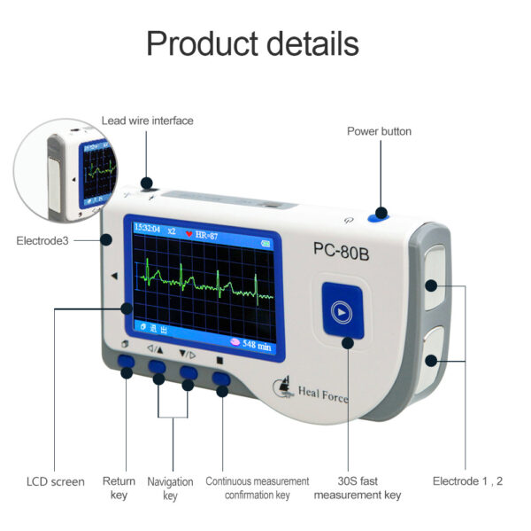 Registrar y almacenar señales de ECG de la derivación I, y mostrar la frecuencia cardíaca para uso en el cuidado de la salud en el hogar.