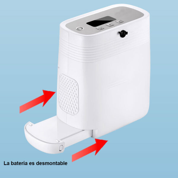 5LTS Batería Integrada, 4.8lBs Oxígeno Mahicne Portátil para silla de Ruedas- 93% Prueza, Compacto y Discreto